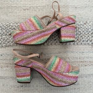 SCHUTZ Multicolor Woven Platform Sandals